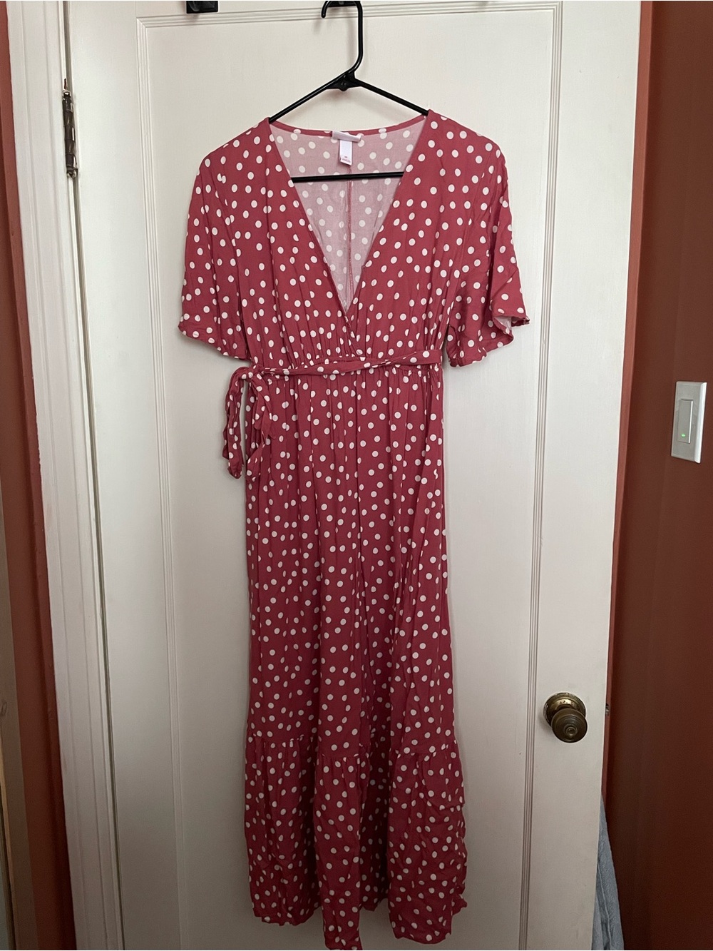 Isabel Maternity by Ingrid & Isabel Dusty Rose Polka Dot Wrap Maxi Dress